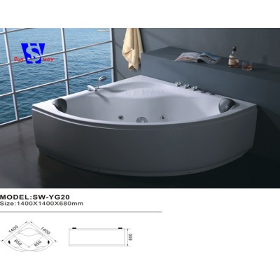 140x140cm Indoor Tub Corner Cheap Round Small Deep Plastic Bathtub