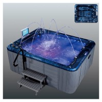 Whirlpool Hydro Sexy Massage Spa Double Shower Corner Waterfall Stand Alone Marble Massage Black Bubble Bathtub